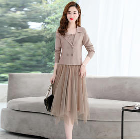 温柔风开衫针织套装法式显瘦气质早秋季连衣裙HR-WM68859