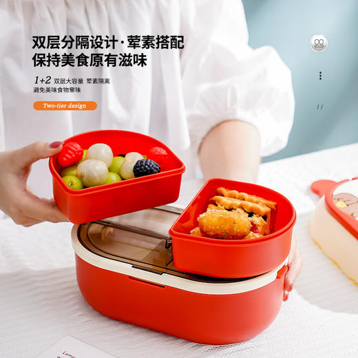 开学季饭盒双层儿童餐具饭盒 上班族学生餐盒日式微波炉便当盒 商品图3