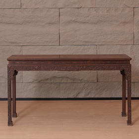 清 红木束腰马蹄腿西番莲纹条桌