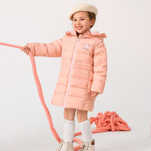 商场同款棉果果冬季女童保暖甜美可爱不臃肿连帽收腰长款羽绒服M422102922633 商品图0