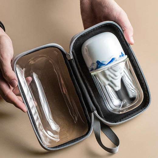 陶瓷便携式旅行茶具玻璃随行杯车载过滤泡茶杯户外茶水分离杯 山岳旅行茶杯-山川款B1f 商品图2