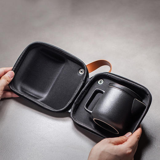 旅行功夫茶具泡茶壶套装陶瓷快客杯一壶二杯户外办公喝茶简易旅游 暮春泡茶壶（一壶2杯）-黑 商品图2