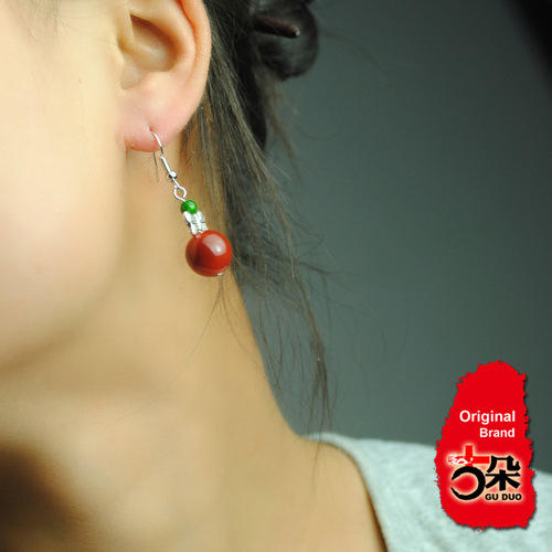 JGL-03100004简约耳环 民族饰品设计 苗银蝴蝶玛瑙耳饰耳坠 商品图2