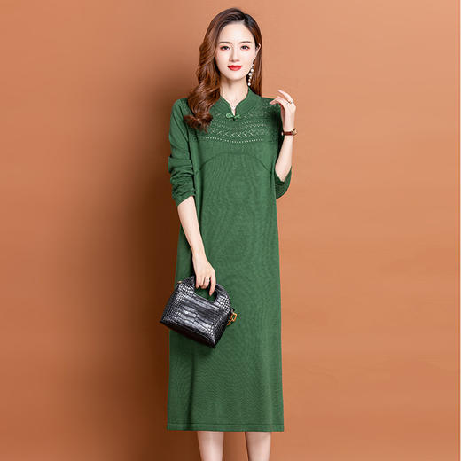 气质针织连衣裙，半高领洋气毛衣裙CC-10-1938 商品图0