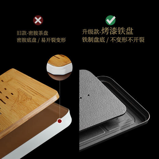 陶瓷仿乌金石茶盘家用茶具托盘轻奢干泡盘日式小茶台蓄排水式 梅花乌金瓷石茶盘N3b 商品图4