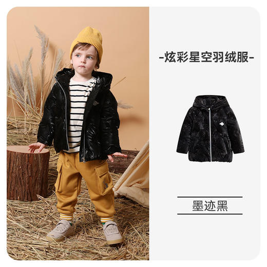 【断码清仓】i-baby儿童恒温羽绒服 白鹅绒时尚星空压印连帽保暖外套E1210396 商品图6