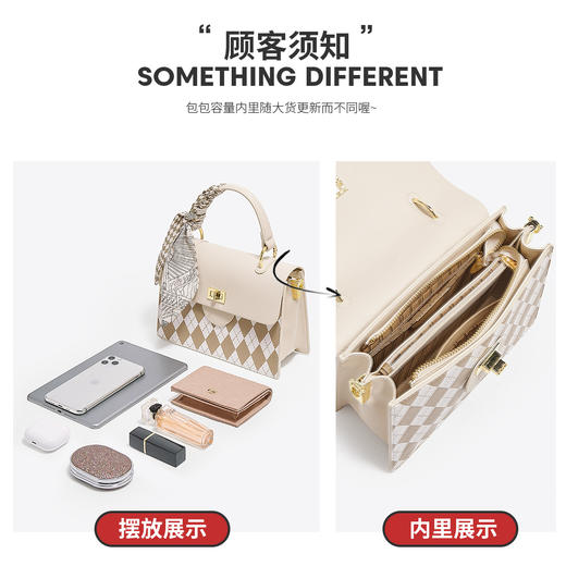 Safiya/索菲娅2022新款菱格百搭轻奢单肩包包女斜挎包手提女包 SF900156Y 商品图7