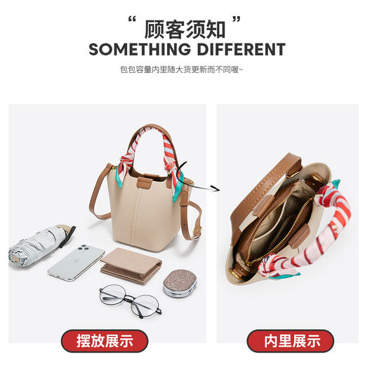 【立减30元】Safiya/索菲娅牛皮2022新款水桶包单肩包包女斜挎包手提女包 SF900013Y 商品图5