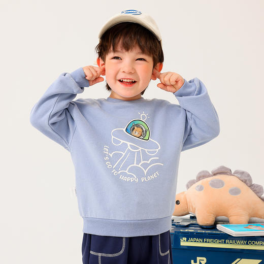 商场同款棉果果冬季男童小清新保暖加绒圆领套头卫衣M412180222709 商品图0