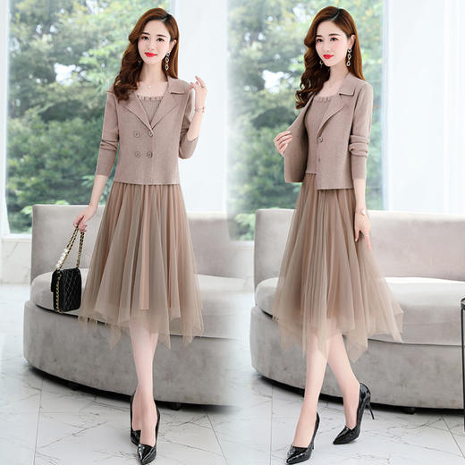 温柔风开衫针织套装法式显瘦气质早秋季连衣裙HR-WM68859 商品图2