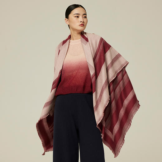 羊绒方格定位提花披肩 SJF94W632W 商品图1