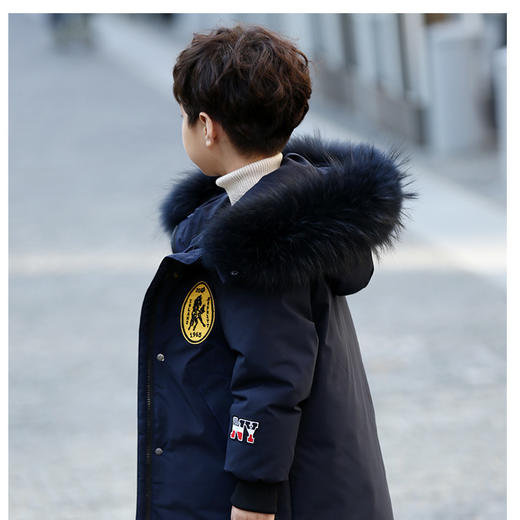 XBB儿童羽绒服男童中长款男孩新款韩版洋气加厚中大童6-15岁外套0817 商品图7