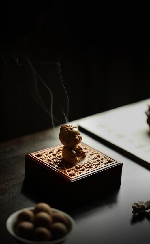【青山特惠】小叶紫檀【欢天喜地香盒】+黄杨木小如来香插 套装 摆件 B10 商品图4