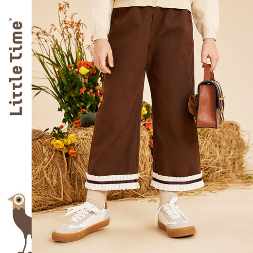 littletime女童法式宽松休闲裤秋冬2022新款韩版儿童加厚九分裤子 商品图1