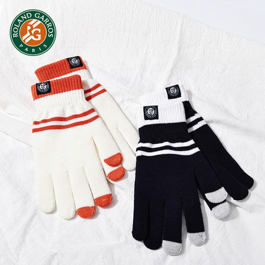 罗兰加洛斯法网手套冬季保暖触屏手套针织加厚法式复古情侣款 商品图0