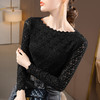 DYSL-L2D3091新款时尚洋气紧身花边一字肩长袖蕾丝打底衫 商品缩略图3