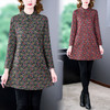 秋冬新款，中长款立领印花加厚德绒连衣裙KQL-818 商品缩略图4