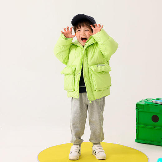 商场同款棉果果冬季男女童连帽保暖大朵绒韩版中长款羽绒服M412102922701 商品图0