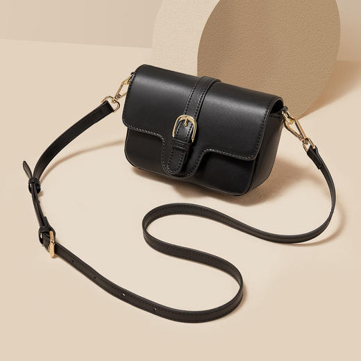 【包包专区】Safiya/索菲娅二层牛皮包包2022新款马鞍包单肩包女式斜挎包女包 SF986004Y 商品图1