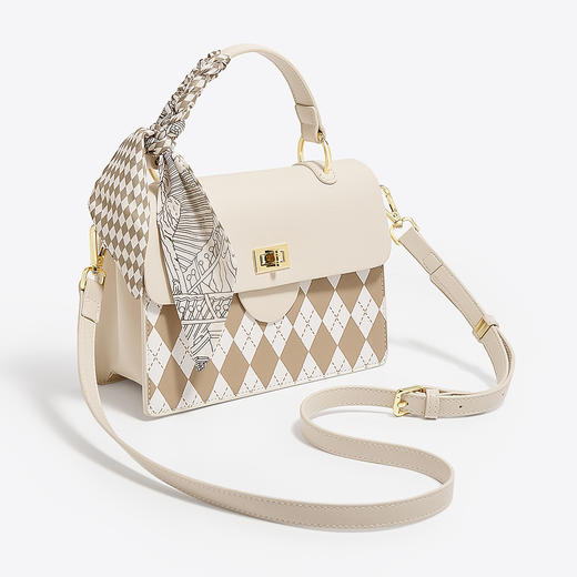 Safiya/索菲娅2022新款菱格百搭轻奢单肩包包女斜挎包手提女包 SF900156Y 商品图3