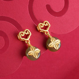 子佩集S925银【春思】青玉耳钉【WSC9438】镀金2210