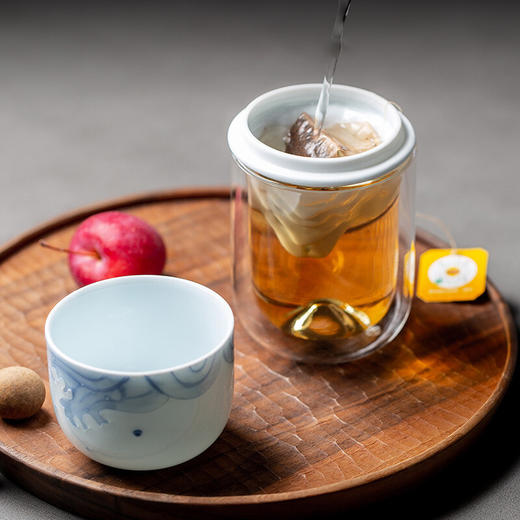 陶瓷便携式旅行茶具玻璃随行杯车载过滤泡茶杯户外茶水分离杯 山岳旅行茶杯-山川款B1f 商品图8