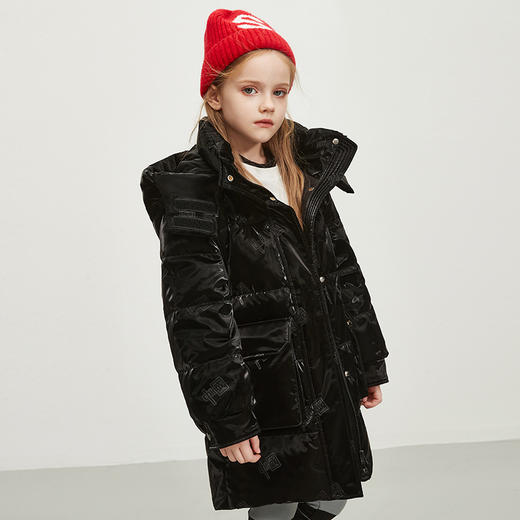 XBB-9355鸭鸭儿童中长款羽绒服新款女童90白鸭绒冬季中大童加厚外套 商品图1