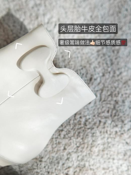 skp奢品牌代工厂定制——秋冬8cm气质尖头高跟短靴高跟鞋 上脚如3厘米左右脚感 【头层胎牛皮+内里全包羊皮】柔软舒服透气 防滑耐磨 尖头显气质显瘦显腿长！气质黑、优雅白两色 商品图4