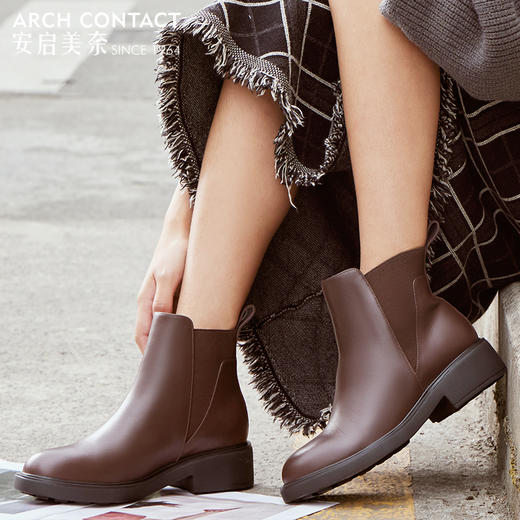 安启美奈舒适简约森系文艺女靴子通勤鞋子女知性优雅 商品图7