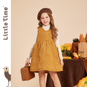 littletime女童花朵背心裙秋冬加厚保暖儿童背心连衣裙