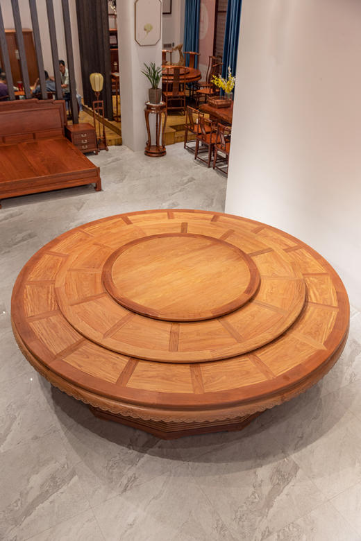 红桥红  家具严选  缅甸花梨(大果紫檀）  【320 花边底座圆餐桌】 商品图2