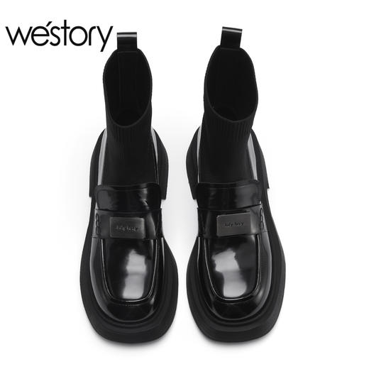 westory22年秋冬新款弹力短靴瘦瘦连袜乐福鞋82291 商品图3