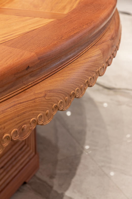 红桥红  家具严选  缅甸花梨(大果紫檀）  【320 花边底座圆餐桌】 商品图3