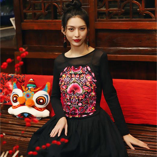 新月蓝弹力网纱T恤 | 杨丽萍老师同款 | 六色齐全 | 现货加急发 商品图4