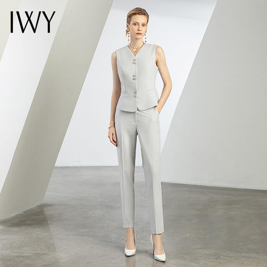IWY/秋冬新款灰色西装马甲三件套女职业装韩版修身白领工作服正装CPM1587 商品图4