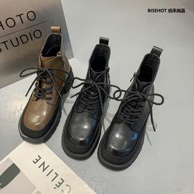 新品冬季加绒牛皮系带马丁靴846B25509