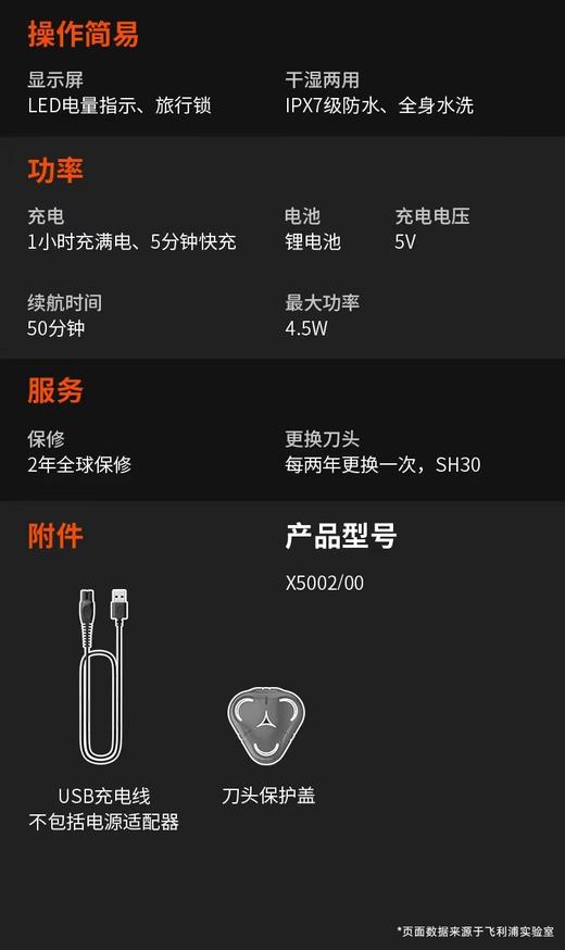 7F  PHILIPS飞利浦剃须刀  X5002 商品图1