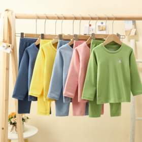 【男女同款】朱两只儿童炫彩双面磨毛内衣套装