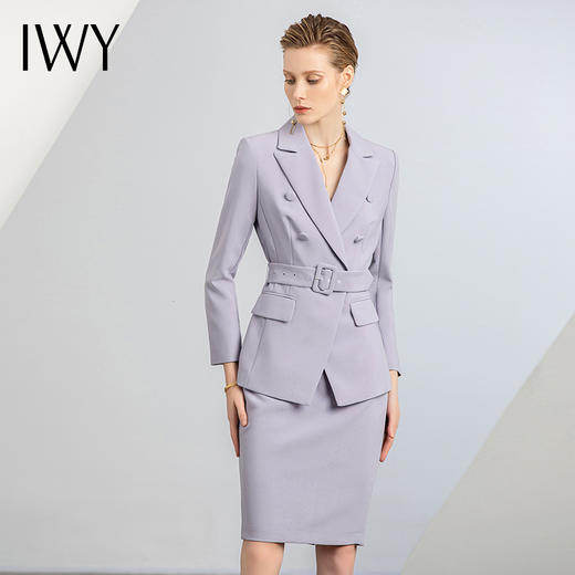 IWY/秋冬新款紫色西装西服套裙女医美工作服主持人套装白领通勤正装olC12105+S12105 商品图3