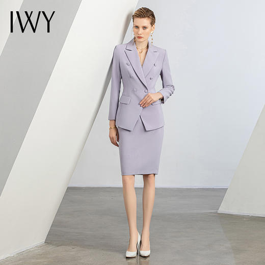 IWY/秋冬新款紫色西装西服套裙女医美工作服主持人套装白领通勤正装olC12105+S12105 商品图1