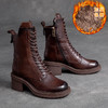 JZ-60883圆头粗跟牛皮时尚马丁靴中高跟侧拉链烟筒靴 商品缩略图7