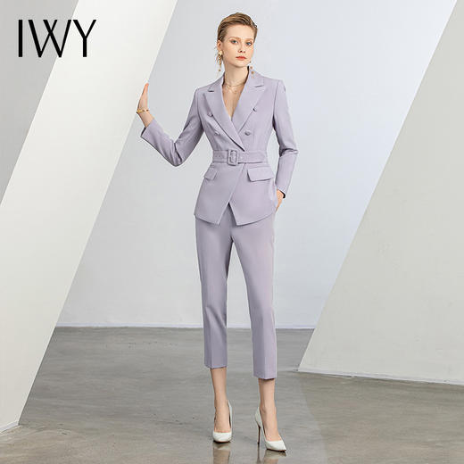 IWY/秋冬新款紫色西装套装女医美工作服正装高端商务主持人西服C12105+P12105 商品图1
