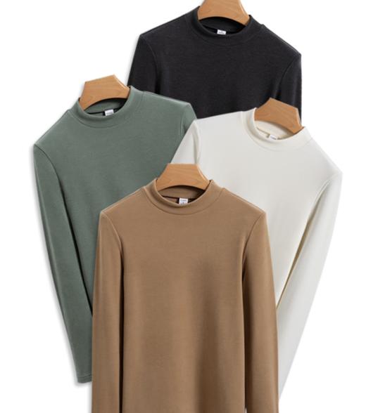 必入！ 可外穿 女士版 轻柔云朵触感日本美雅碧羊绒蛋白混纺保暖打底小立领套头衫（2件包邮） 商品图0