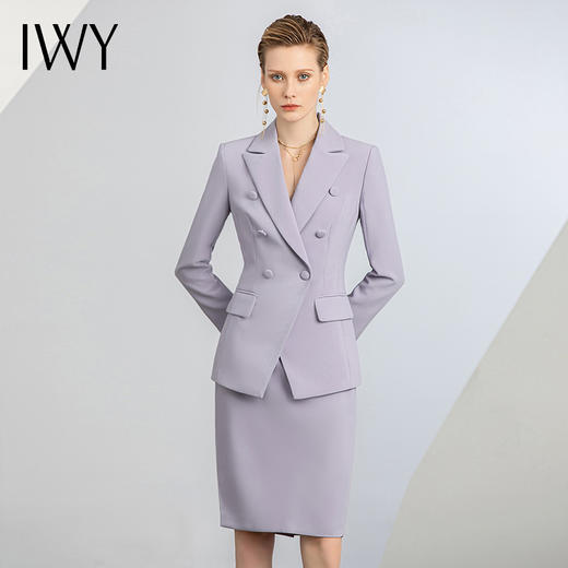 IWY/秋冬新款紫色西装西服套裙女医美工作服主持人套装白领通勤正装olC12105+S12105 商品图4