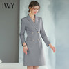 IWY/新款正式场合气质连衣裙秋装灰色职业装双排扣干练工作Q768 商品缩略图4