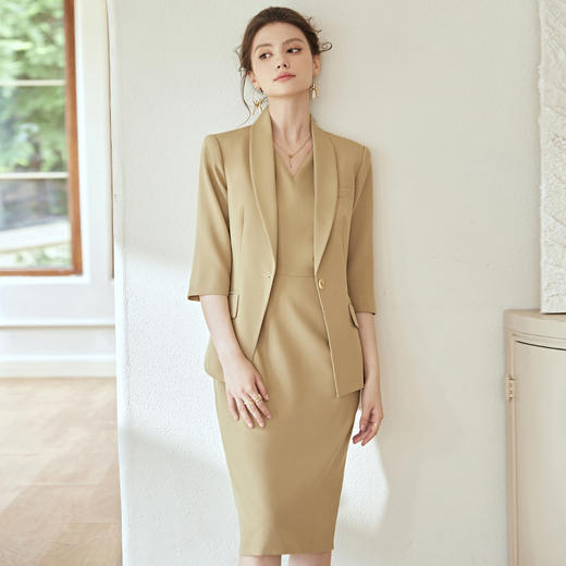 职业装气质女神范套装裙女夏季时尚气质西装两件套高端正装连衣裙 商品图0