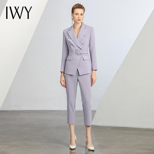 IWY/秋冬新款紫色西装套装女医美工作服正装高端商务主持人西服C12105+P12105 商品图0