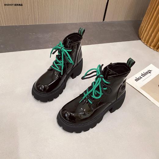 新品冬季薄绒漆皮厚底马丁靴797B25550 商品图3