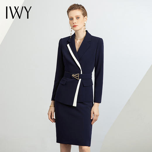 IWY/高级感拼色西装女主持人演讲服装高档售楼部工作服正装套裙CS1593 商品图1