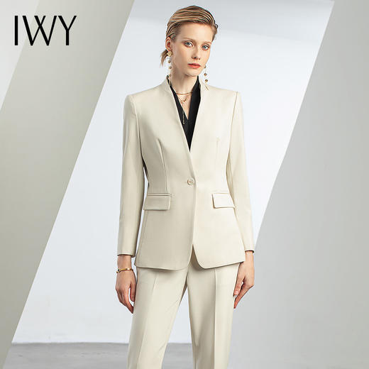 IWY/秋冬新款杏色西装套装女高端总经理职业套装女酒店前台接待工作装C11380+P11380 商品图0